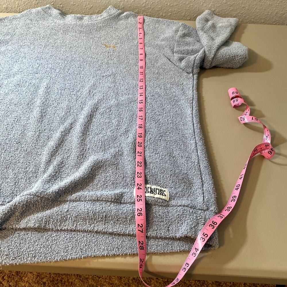 Pink Victoria Secret Womens Large L Blue Sweatshirt Long Sleeve Comfy Textured - Picture 4 of 7